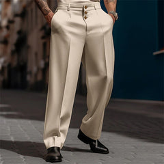 Threebooy Fashion Men Casual Suit Pants Multiple buttons Mid Waist Loose Straight Trousers Spring Summer Business Soild Pant Oversized