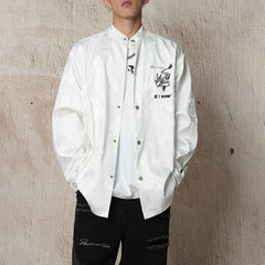Threebooy Mens Shirt Dragon Print Hot Stamping Jacket Streetwear Fashion Personality Trend All-Match Chinese Style Tops Men'S Clothing