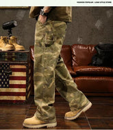 Threebooy Vintage Multi-pocket Camouflage Cargo Pants For Men High Street Y2k Loose Straight Trousers Spring Autumn Washed Denim Jeans
