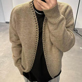 Threebooy Vintage Overweight Pounds Mens Cardigan Sweater Luxury Design Jacquard Weave Hand Knitted Tops Autumn Winter Wool Knitwear Coat