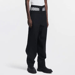 Threebooy Mens Casual Punk Style Mesh Fake Two-Piece Trousers Streetwear Fashion Personality Versatile Trousers Men'S Clothing Summer New