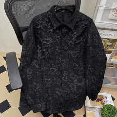 Threebooy Jacquard Relief Wrinkle Design Shirt Men Vibe Style Loose Long Sleeve Top Spring Autumn Fashion Luxury Shirts Coat Streetwear
