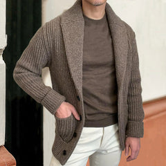 Threebooy Vintage Fashion Men Knitted Cardigan Sweater Autumn Winter Warm Lapel Knitting Coat Casual Solid Slim Fit Knit Jacket Streetwear