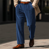 Threebooy Autumn Winter Men Velvet Suit Pants Leisure Oblique Insertion Pocket Straight Trousers Comfortable Business Vacation Casual Pant
