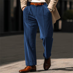 Threebooy Autumn Winter Men Velvet Suit Pants Leisure Oblique Insertion Pocket Straight Trousers Comfortable Business Vacation Casual Pant