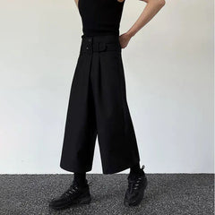Threebooy Mens Pants Belt Dark Wide-Leg Pants Japanese Streetwear Harajuku Commuting Business Office All-Match Casual Pants Men'S Clothing