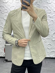 Threebooy Spring Autumn Man Suits Business Casual High Quality Long Sleeves Jacket Tops Light Ripe Style Men's Small Suit Coat Streetwear