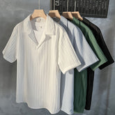 Threebooy Korea Style Ice Silk Polo Shirt Mens Loose Solid Color Short Sleeve Lapel V-neck Quick Dry Tee Top Summer Casual Tshirts For Men