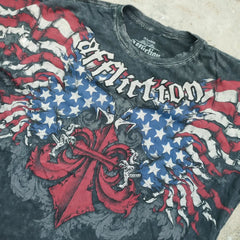 Threebooy American affliction T-shirt Men Y2K Street Vintage Fashion Casual Loose Tees Summer Clothes Loose Casual Cartoon Oversized Tops