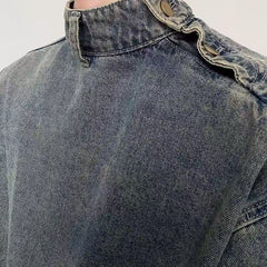 Threebooy Vintage Distressed Men's Denim Sweatshirt Release High Collar Luxury Design Tops Pullover Autumn Winter Harajuku Unisex Hoodie