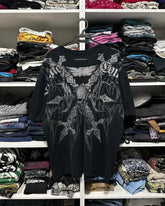 Threebooy 2000s Tshirt New Harajuku Retro Hip Hop Skull Pattern Oversized T shirt Mens Womens Short Sleeved Gothic Clothing Top Streetwear