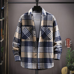Threebooy High Quality Vintage Mens Plaid Shirt Fall Long Sleeve Loose Casual Top Fashion Trend Streetwear Shirts Clothing For Men