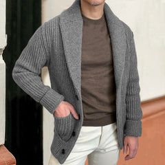 Threebooy Vintage Fashion Men Knitted Cardigan Sweater Autumn Winter Warm Lapel Knitting Coat Casual Solid Slim Fit Knit Jacket Streetwear