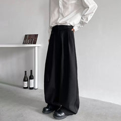 Threebooy Mens Trousers Ribbons Y2k Casual Pants Spring Streetwear Fashion Harajuku Plain Wide-Leg Pants Old Money Men'S Clothing 2025 New