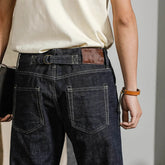 Threebooy American Vintage Heavy weight Denim pants Men Spring Autumn Dark Straight Jeans Amekaji Trousers Back Paris Buckle Cargo Pants