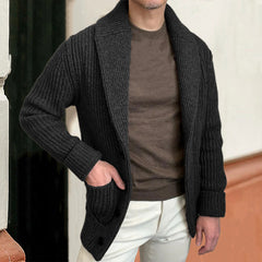 Threebooy Vintage Fashion Men Knitted Cardigan Sweater Autumn Winter Warm Lapel Knitting Coat Casual Solid Slim Fit Knit Jacket Streetwear