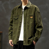 Threebooy Vintage Men American Work Shirt 100% Cotton Long Sleeve Casual Loose Oversize Tops Spring Autumn Safari Style Shirts Plus Size