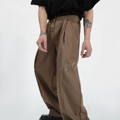 Threebooy Mens Y2k Pleated Casual Pants Genderless Fashion Youth Street Retro Solid Color Loose Couple Floor-Length Wide-Leg Pants Unisex