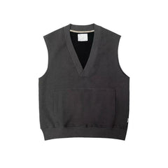 Threebooy Oversized Men Vest Spring Autumn V-neck Sleeveless Sweatshirt Fashion Leisure Tank Top Fat Tshirts Coat Plus Size Suitable 150KG