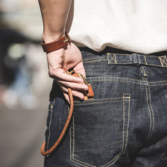 Threebooy American Vintage Heavy weight Denim pants Men Spring Autumn Dark Straight Jeans Amekaji Trousers Back Paris Buckle Cargo Pants