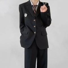 Threebooy Mens Suits Formal Wear College Style Uniforms Japanese Style Youth Campus Slim Chic Badge Button Jacket Suits Autumn Winter