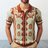 Threebooy 2025 New Mens Jacquard knitting Polo Shirts High Quality Luxury Knitwear Summer Fashion Short Sleeve Lapel Button Cardigan