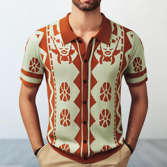 Threebooy 2025 New Mens Jacquard knitting Polo Shirts High Quality Luxury Knitwear Summer Fashion Short Sleeve Lapel Button Cardigan