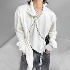 Threebooy Mens Autumn Irregular Zipper Knitted Tops New Necessities Youth Trend Casual Solid Color Comfortable Simple Tops For Men