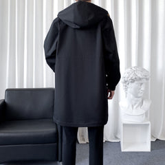 Threebooy Mens Windbreaker Contrast Color Workwear Style Coat Autumn Mid-Length British Style Long-Sleeve Cape Jacket Men'S Clothing 2024