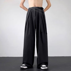 Threebooy Mens Y2k Japanese Belt Casual Trousers Streetwear Daily Niche Personality Versatile Comfortable Straight Pants Men New