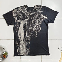 Threebooy 2000s American Skull Pattern Long sleeved T shirt Fashion Round Neck Oversized T shirt New Mens Casual Gothic Clothing Tops