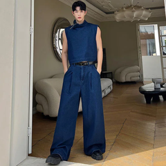 Threebooy Men's Signature 2-Piece Denim Wide Leg Jeans Set
