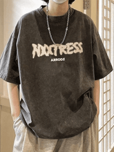 Threebooy Men's Acid Wash Letter Graphic Tee