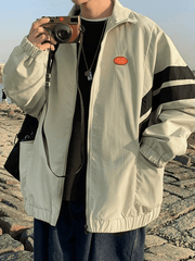 Threebooy Men's Contrast Striped Zip Up Jacket