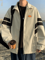 Threebooy Men's Contrast Striped Zip Up Jacket