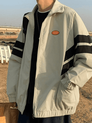 Threebooy Men's Contrast Striped Zip Up Jacket