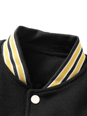 Threebooy Men's Embroidery Button-Up Varsity Jacket