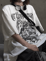 Threebooy Men's Gothic Punk Shield Graphic Tee