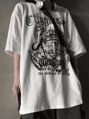 Threebooy Men's Gothic Punk Shield Graphic Tee