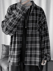 Threebooy Men's Long Sleeve Checkered Button Shirt