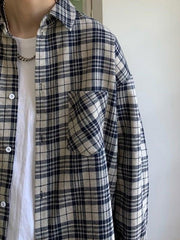 Threebooy Men's Long Sleeve Checkered Shirt