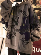 Threebooy Men's Oversize Graffiti Print Hoodie