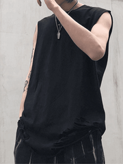 Threebooy Men's Punk Distressed Vest