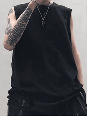 Threebooy Men's Punk Distressed Vest