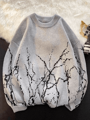 Threebooy Men's Vintage Jacquard Long Sleeve Knit Sweater