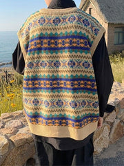 Threebooy Men's Vintage Jacquard Sweater Vest