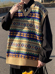 Threebooy Men's Vintage Jacquard Sweater Vest