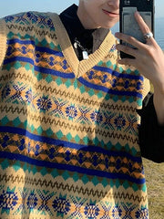 Threebooy Men's Vintage Jacquard Sweater Vest