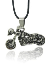 Threebooy Men's Vintage Moto Skull Necklace