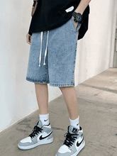 Threebooy Men's Washed Skate Denim Shorts
